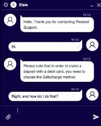 Pixiebet Live Chat Screenshot