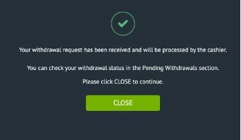 Pixiebet Withdrawal Screenshot