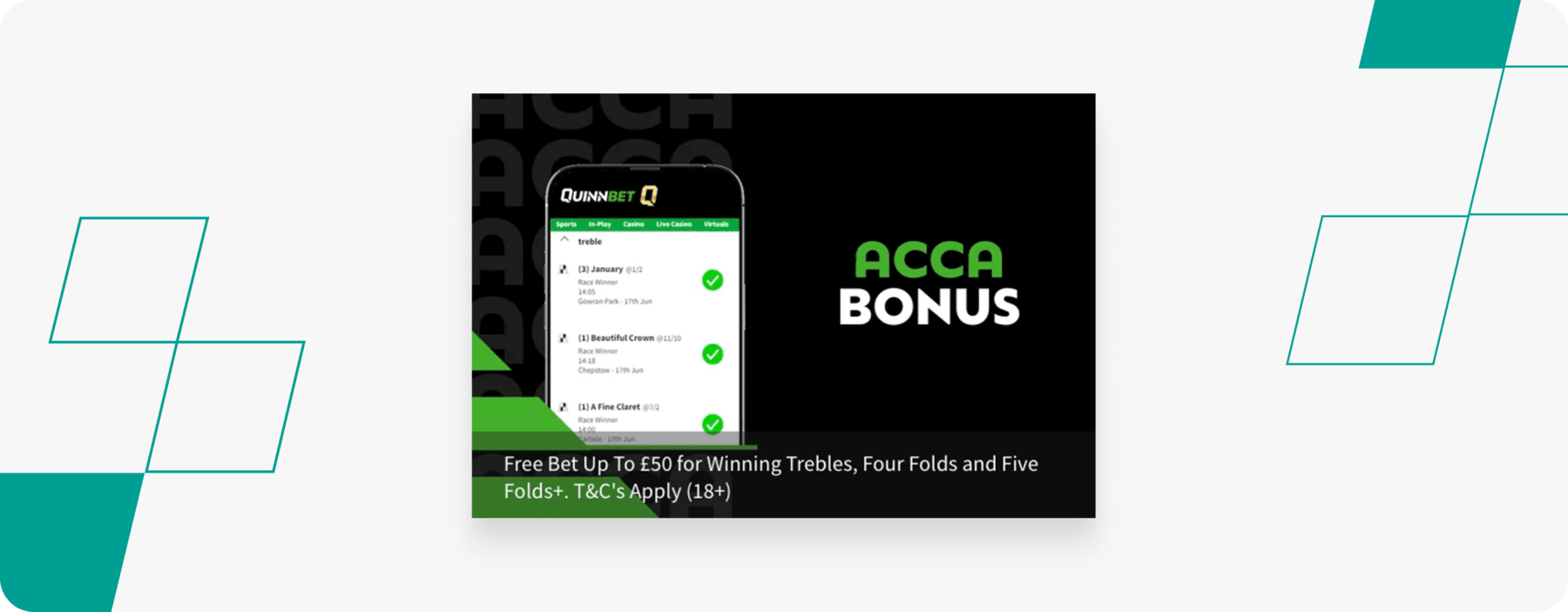 screenshot of quinnbet acca bonus